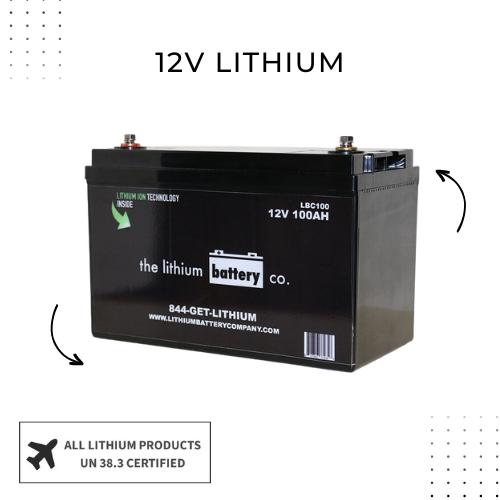 12V lithium battery labeled for RV & Marine in Shop 12V LiFePO4 Battery Collection