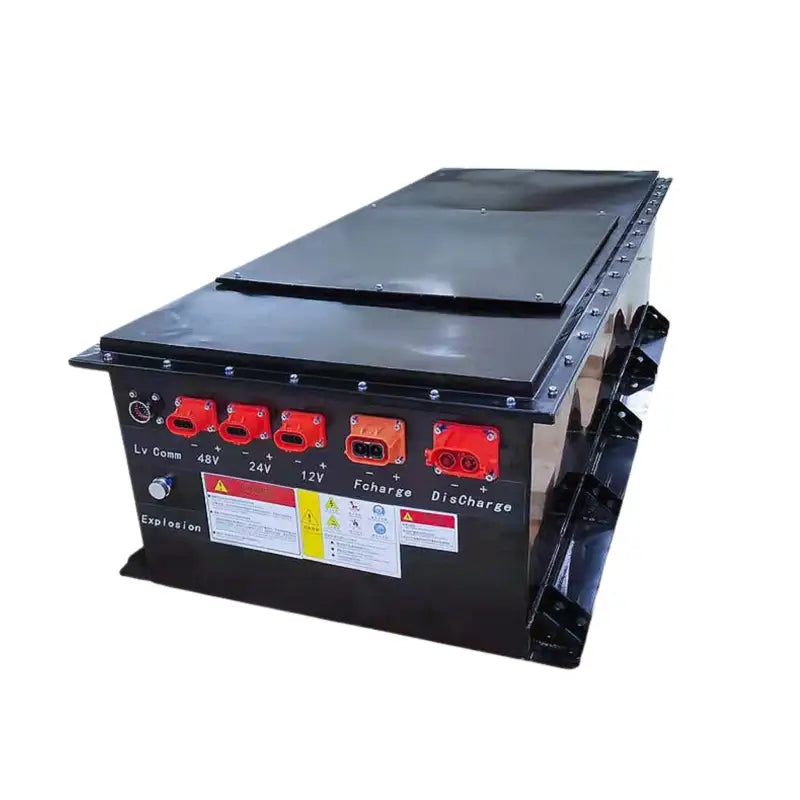 96V 400AH CTS deep cycle lithium EV battery featuring a red-light indicator