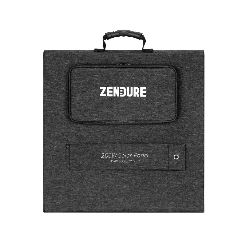 Black Zen travel case with white logo for 200W Solar Panel setup
