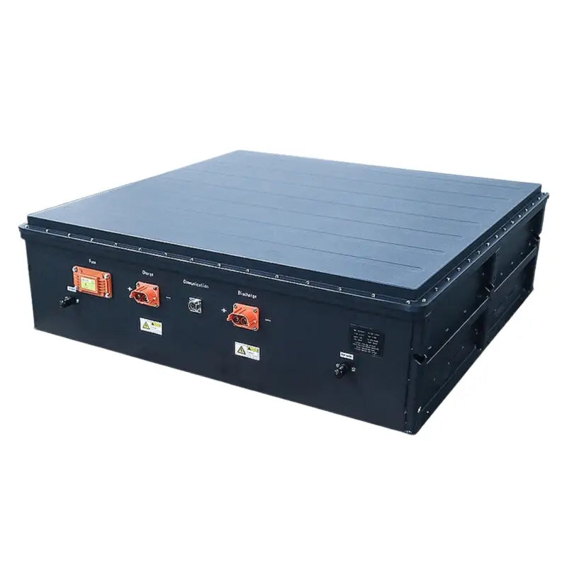 Open large tool box for 614V 100AH high voltage lithium EV battery setup.
