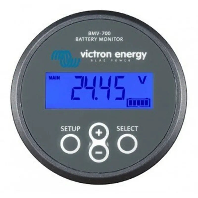Victron battery monitor displayed, showcasing the efficient monitoring of Victron batteries