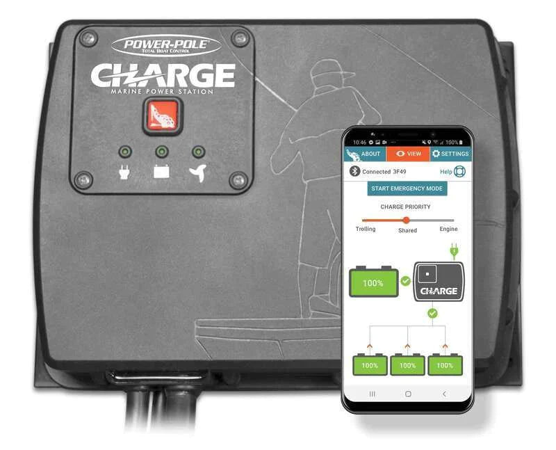 Smartphone connected to Power Pole CHARGE for fast charging