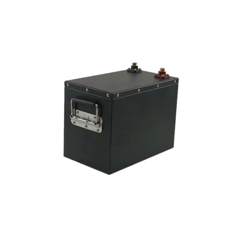 Black metal camper battery CTS box with a latch for 12V 150AH storage