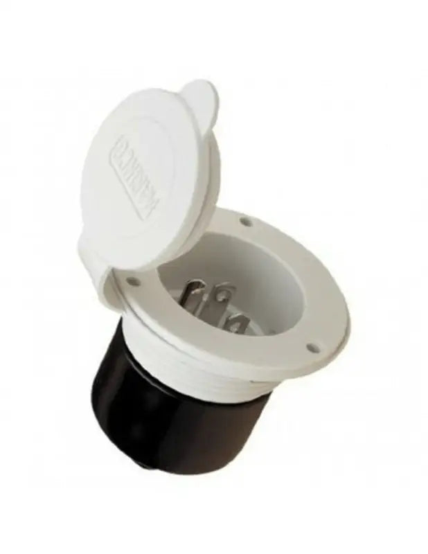 15A power inlet for trailers, white toilet with black lid feature image