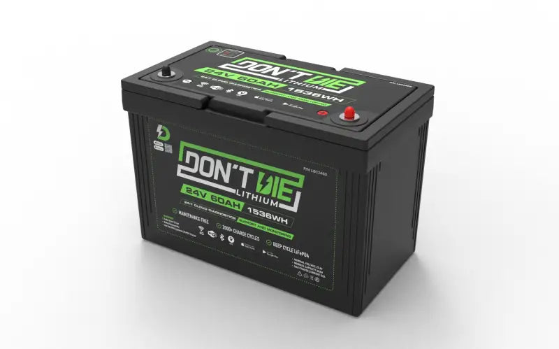 24V 120AH lithium ion battery replacement by Don Battery displayed.