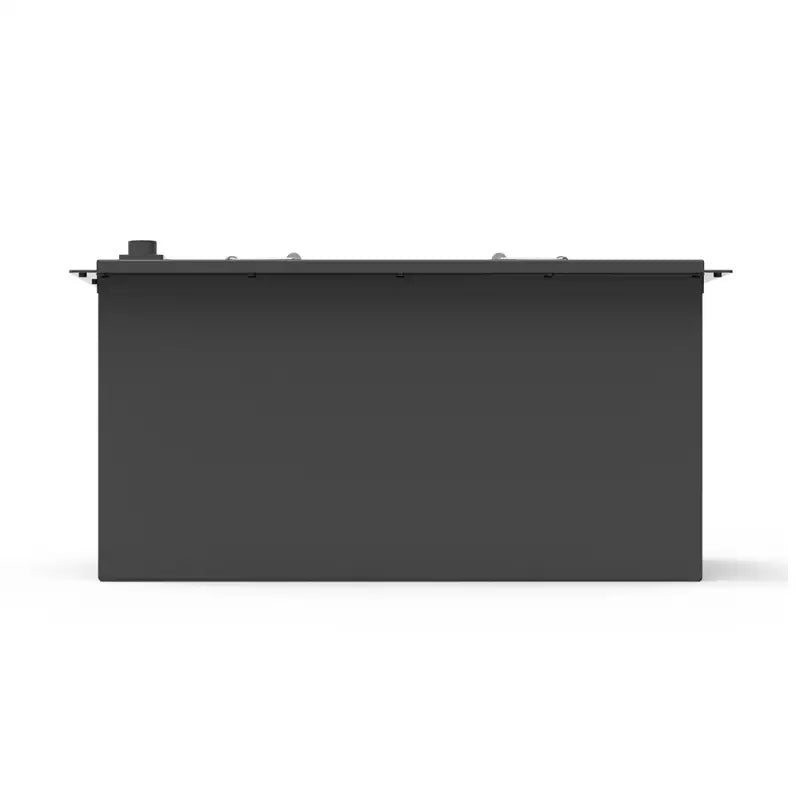 24V 220Ah lithium battery on black desk with white background for solar applications