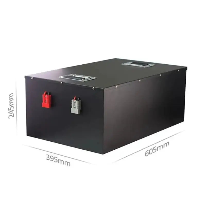 48V 200AH lithium golf car battery with black box and secure lock on lid
