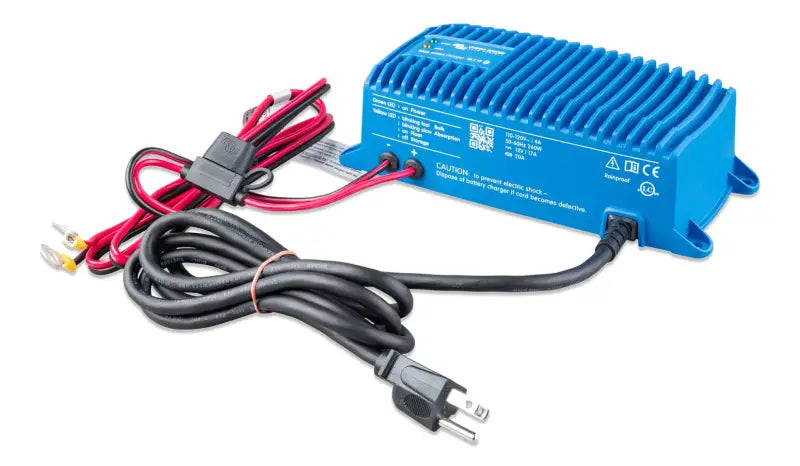 Blue Smart IP67 12V battery charger showcasing its power supply capabilities