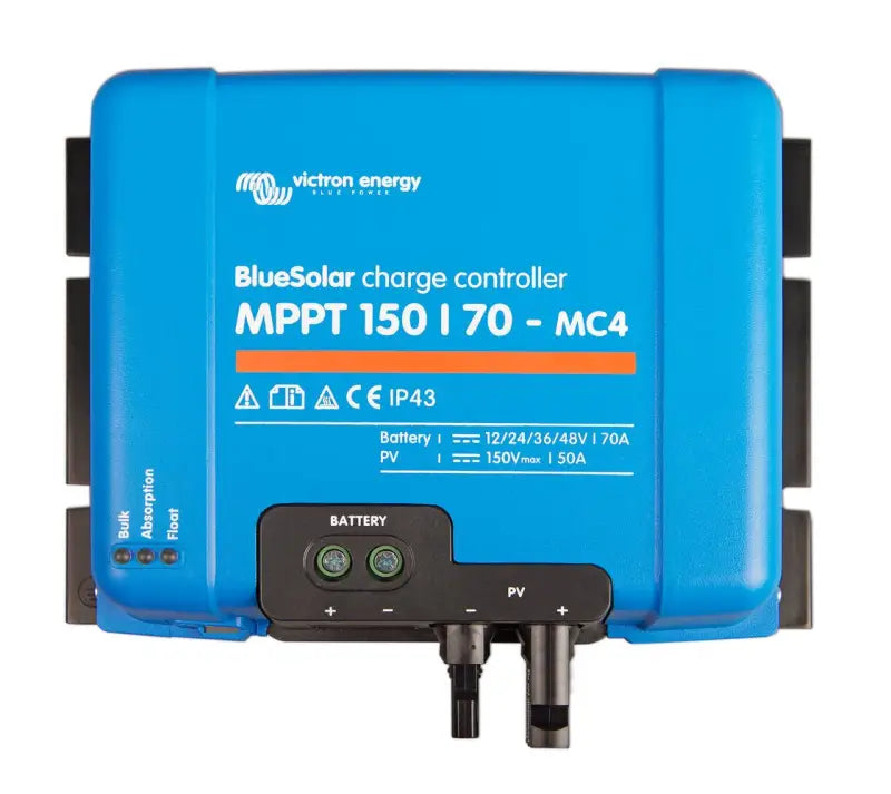 BlueSolar MPPT 150/35 charger featuring Victech MPP1010, 4W, 12V system compatibility.