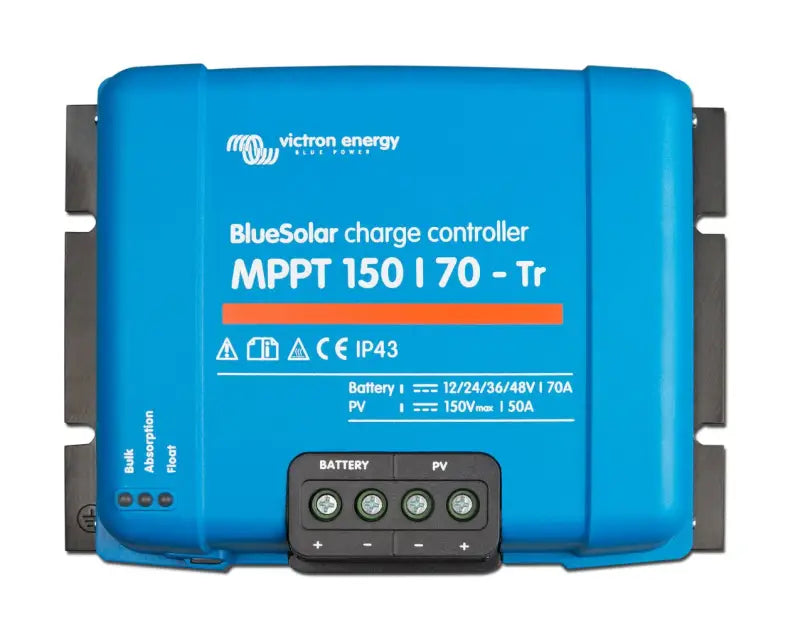 Victron BlueSolar MPPT charge controller for efficient solar power management.