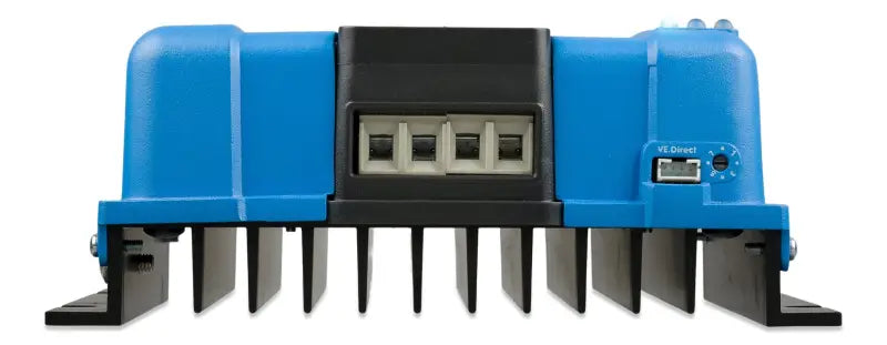 BlueSolar MPPT charge controller in blue and black with handle