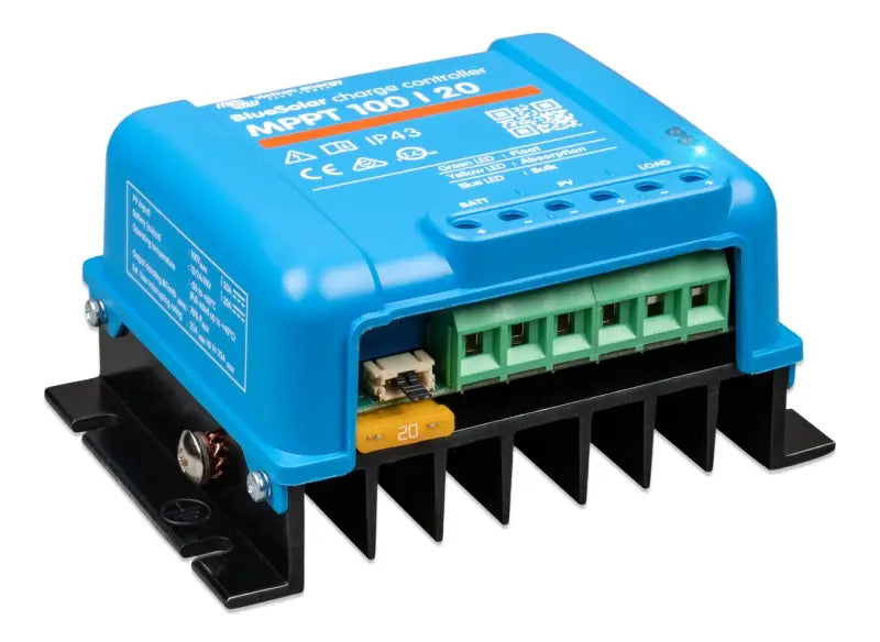 BlueSolar MPPT 75/10 Power Supply Unit showcasing low voltage feature.