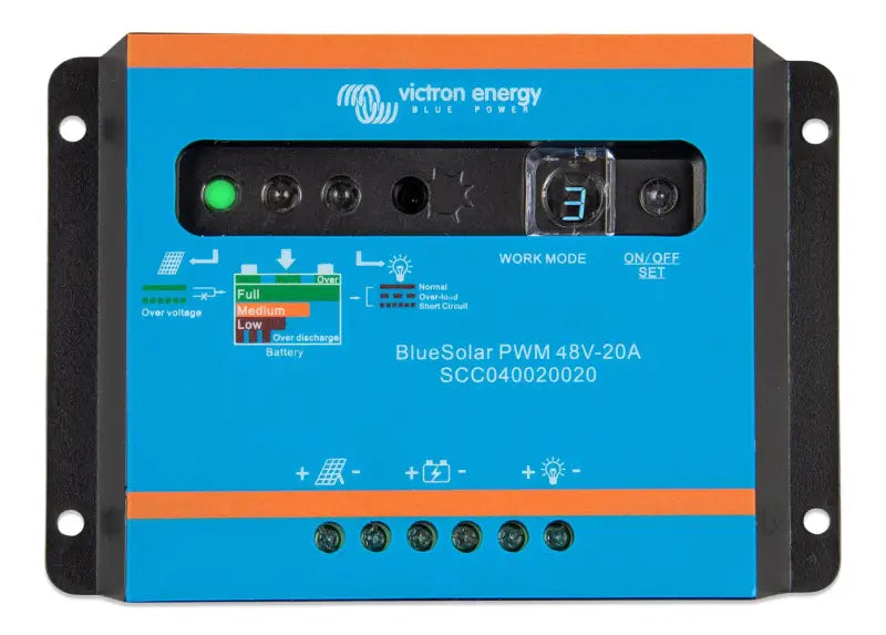 BlueSolar PWM power inverter with fully programmable load output.