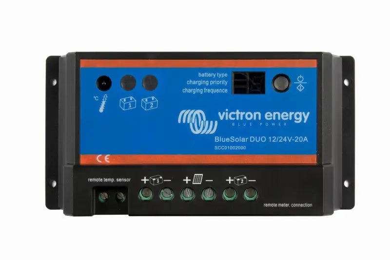 Victron BlueSolar PWM featuring Blue Dot 2 - 24VM with fully programmable load output.