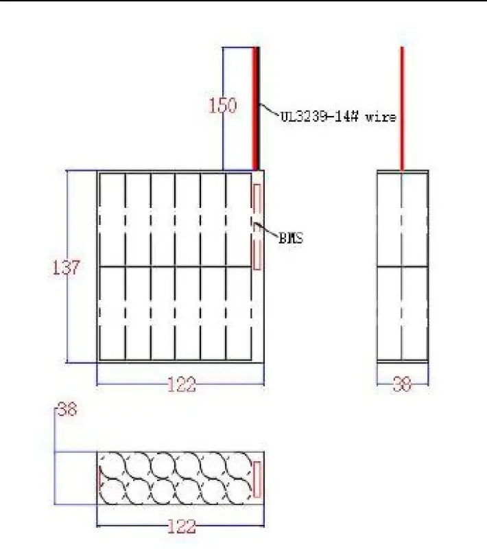 12Ah LiFePO4 battery powering kitchen cabinet drawing with door and cabinets line.