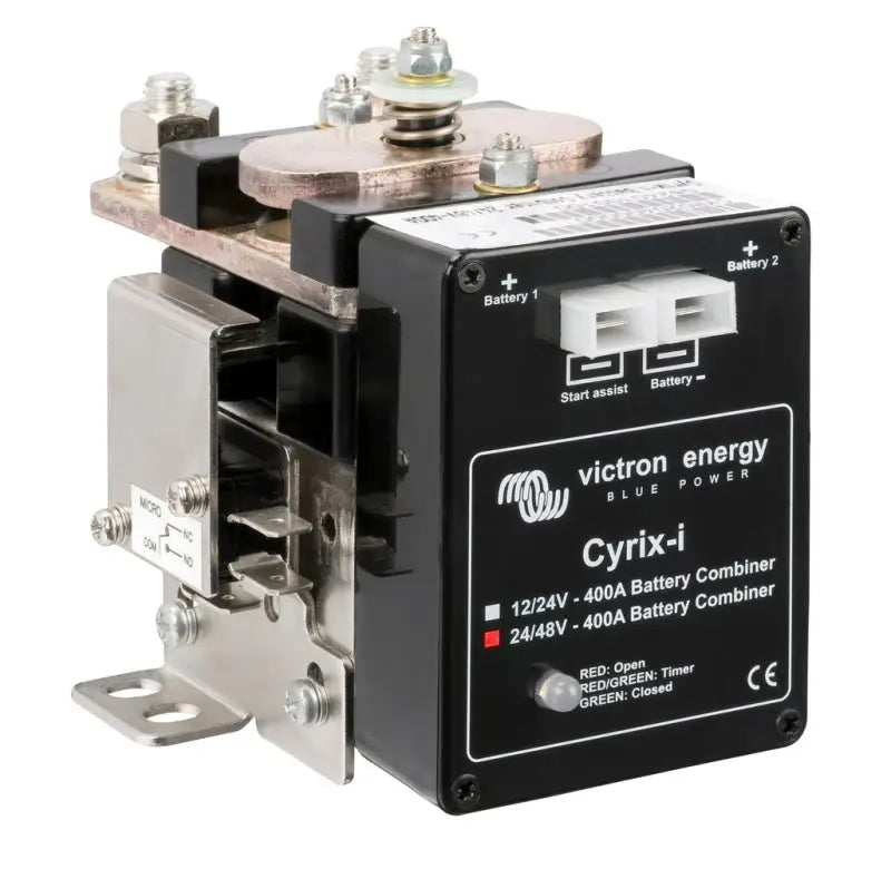 Close up of Cyrix battery combiners switch on white background