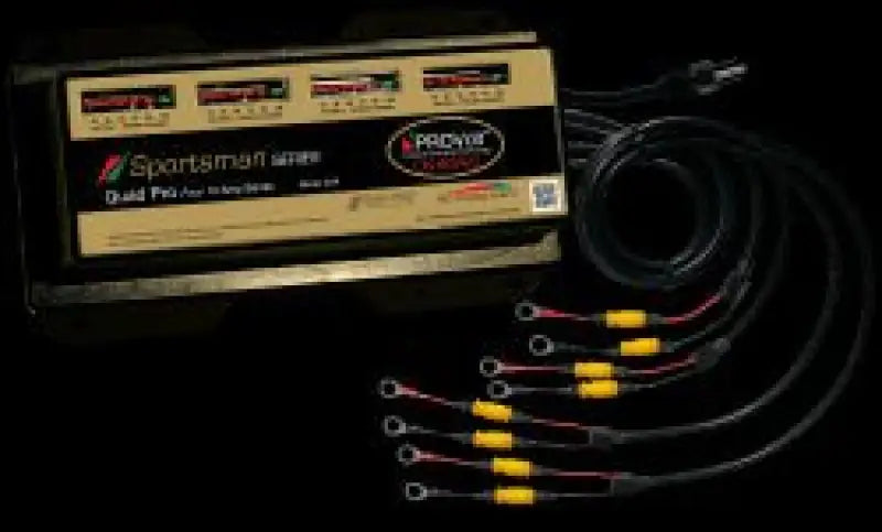 Dual Pro SS4 Sportsman battery charger close-up with four wires