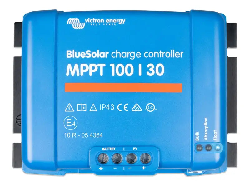 Close-up of BlueSolar MPPT 100/50 charge controller on white background