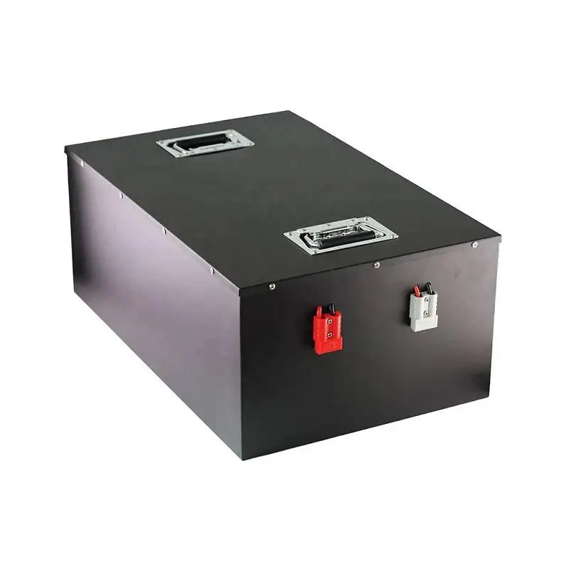 48V 200AH lithium battery pack for AGV Robot with black box and red latch