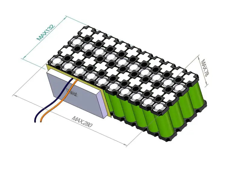 Diagram of 46Ah LFP battery pack showcasing high-efficiency design for reliable power
