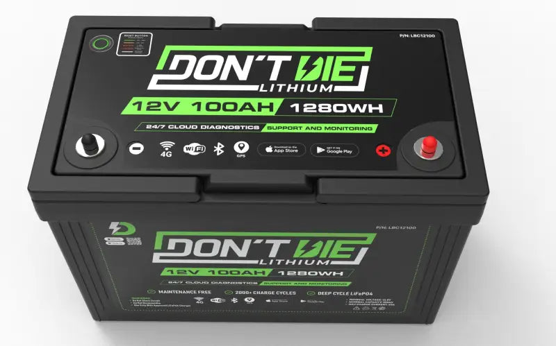 Black 100Ah lithium ion battery box with Don’t Die Battery for high performance