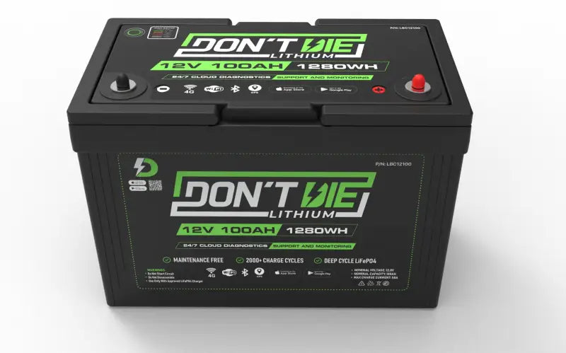 12V 100AH lithium ion battery showcased for energy storage solution.