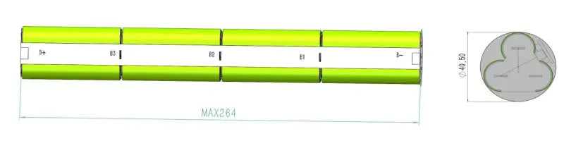 Green roller diagram for 12Ah LiFePO4 battery pack product