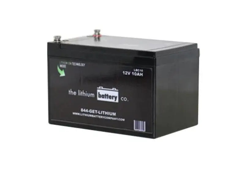12V 10AH lithium ion battery on a white background