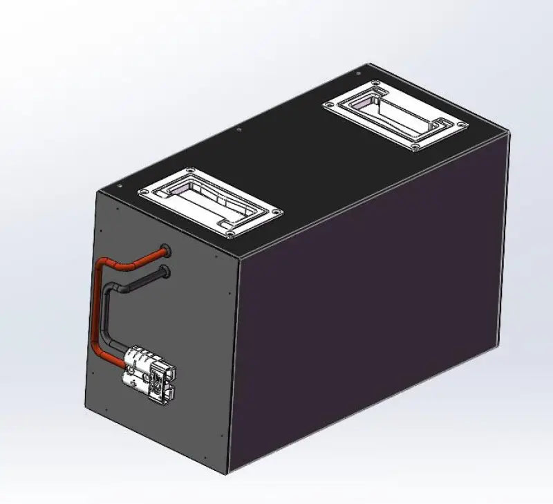 150Ah NCM battery pack with black box, red and white wires for high-performance devices