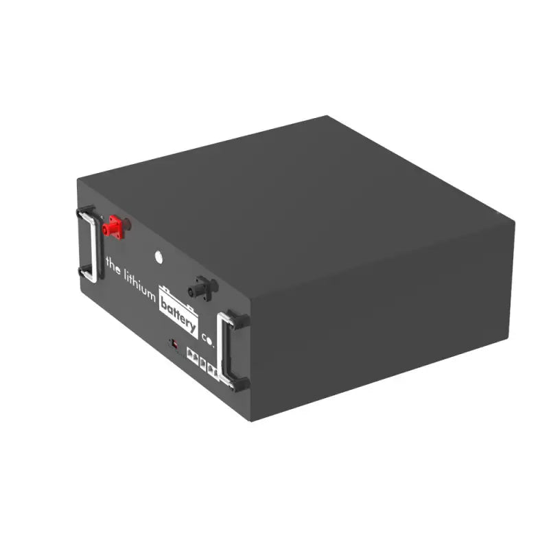 High-performance lithium ion battery with red button on black box for various uses