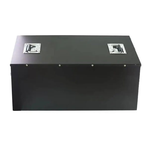 48V 140AH lithium-ion EV car battery in a black box with metal latches