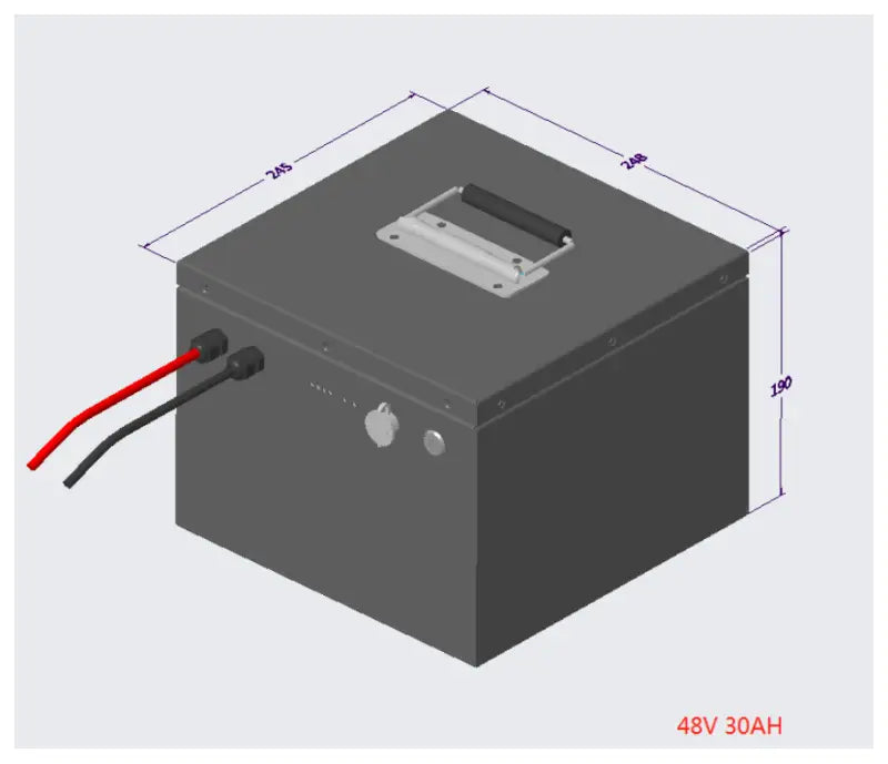 48V 30AH lithium ion battery box diagram illustration.