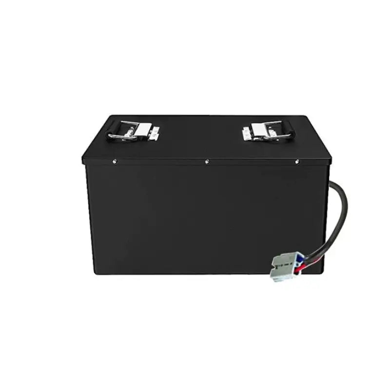 72V 30AH lithium electric car battery with cable connected to battery box