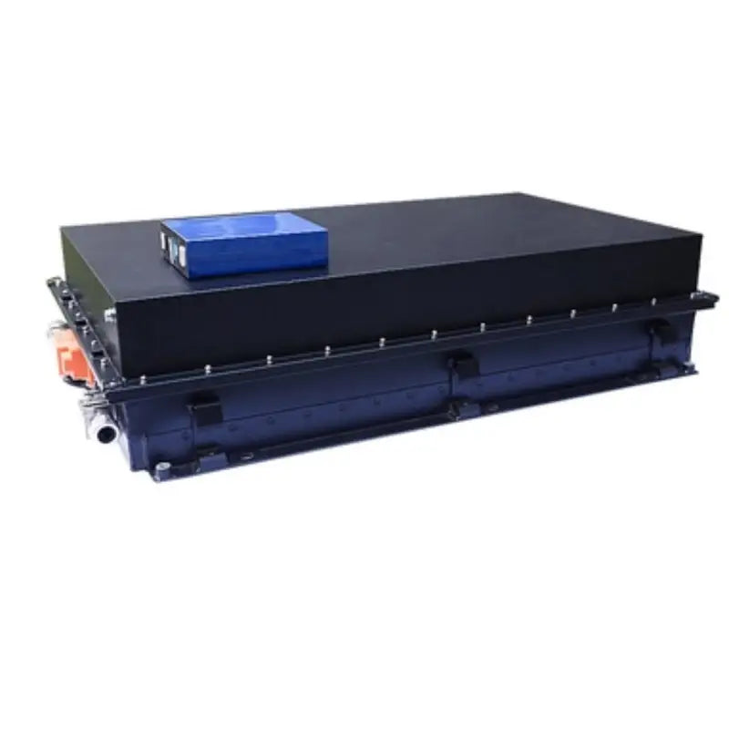 Black printer with blue cover and 128V 206AH EV Lithium Battery unit.