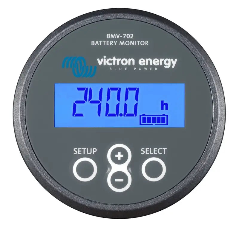 High precision BMV-702 battery monitor showcasing ampere hours for lithium & more