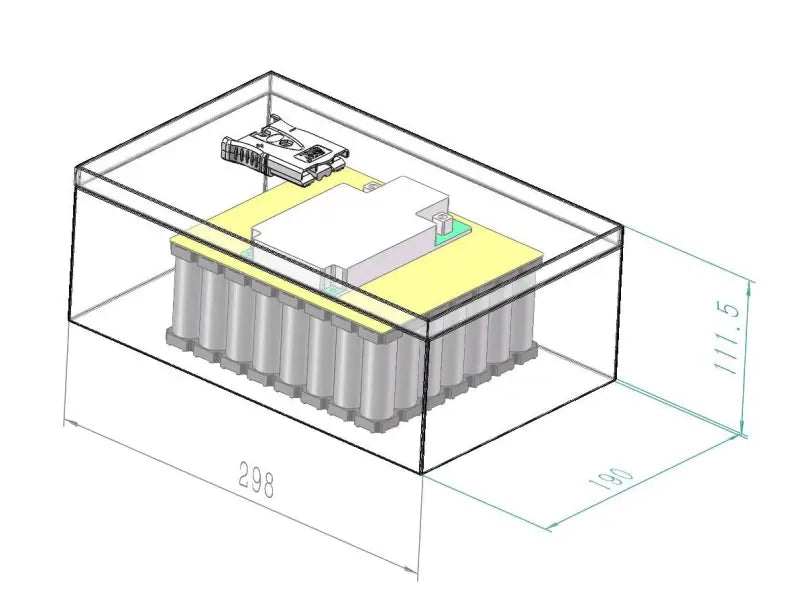 10Ah battery pack illustration with computer on box for High-Quality power solution