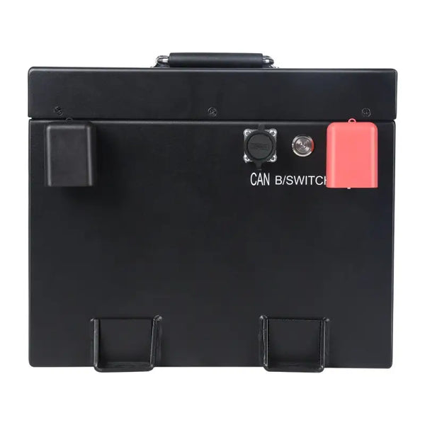 51.2V 105Ah LiFePO4 golf cart battery with black box and red latch