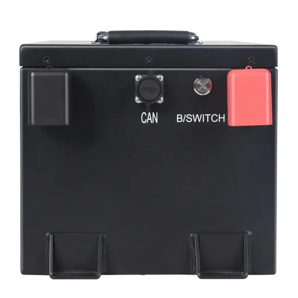 65Ah LiFePO4 golf cart battery with black can switch box and red button