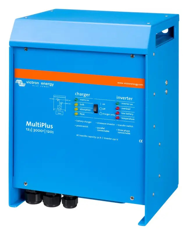 Compact MultiPlus power unit with adaptive charging for lithium ion batteries