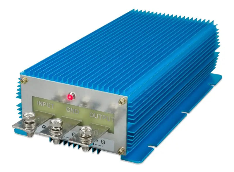 Orion IP67 DC-DC Converter featuring a blue power supply with a red light indicator.