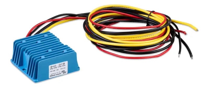 Orion IP67 DC-DC converter relay with yellow and black wires.