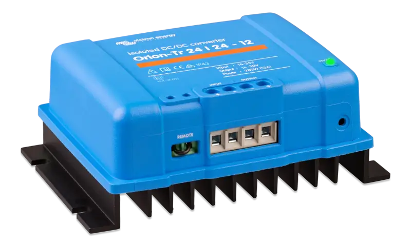 Orion-Tr DC-DC Converters with IP43, input fuse, and screw terminals Bluetooth switch