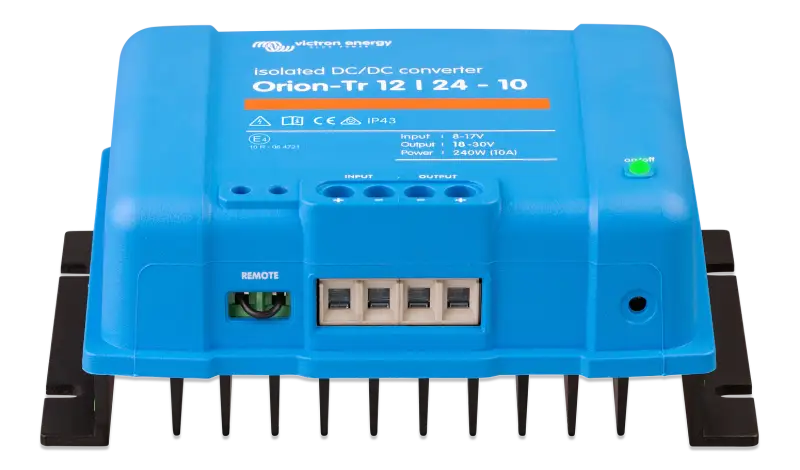Orion-Tr DC-DC Isolated Converter featuring IP43 protection, input fuse, and screw terminals