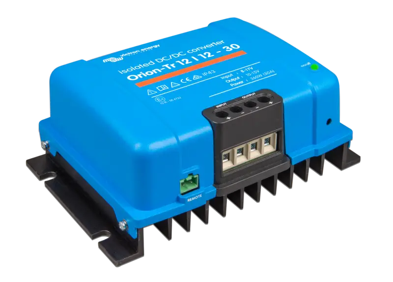 Orion-Tr DC-DC Isolated Converter featuring IP43 protection, input fuse, and screw terminals