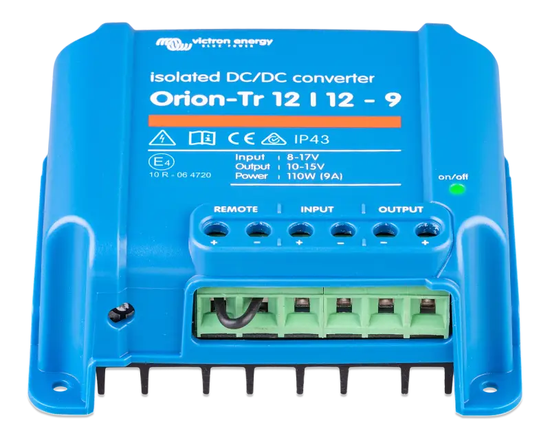 Orion-Tr DC-DC Isolated Converter, IP43, Input Fuse, Screw Terminals on White Background