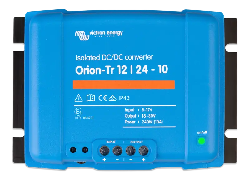 Orion-Tr DC-DC Isolated Converters stack with IP43, input fuse, and screw terminals
