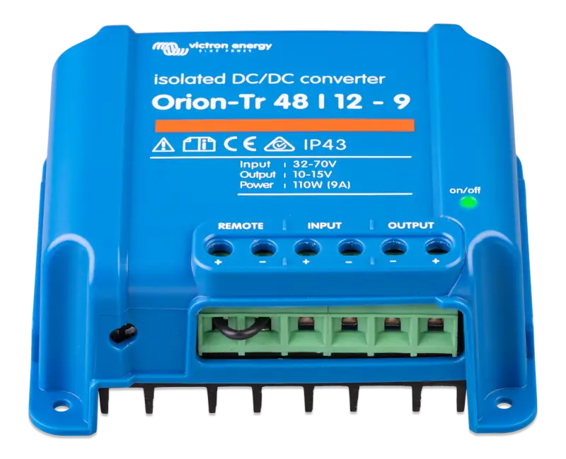 Orion-Tr DC-DC isolated converter with IP43 protection, input fuse, and screw terminals