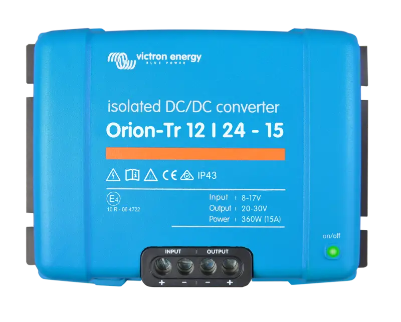 Orion-Tr DC-DC Isolated Converter featuring screw terminals, input fuse, IP43 protection