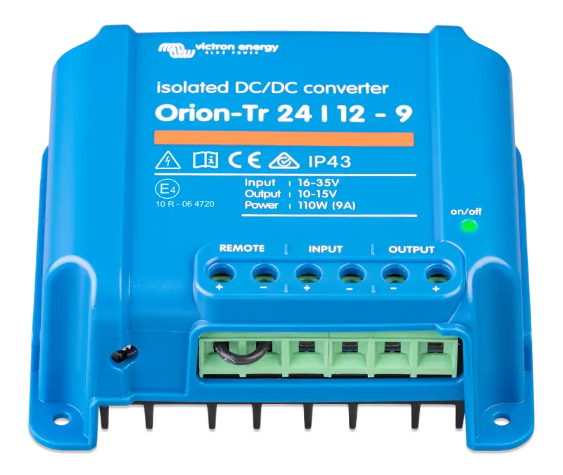Orion-Tr DC-DC Isolated Converter blue power supply with IP43 protection and input fuse