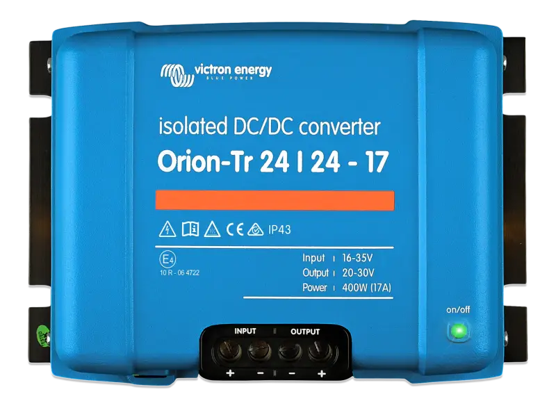 Orion-Tr DC-DC Isolated Converter with IP43 protection, input fuse, and screw terminals